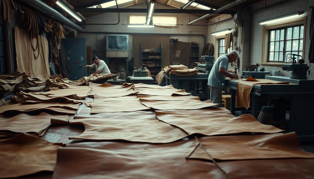 Split leather production process